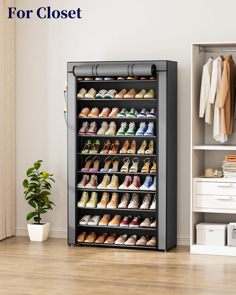 Large Capacity Shoe Storage with Side Pocket, Shoe Organizer for Closet, Entryway, Bedroom, Zapateras Organizer