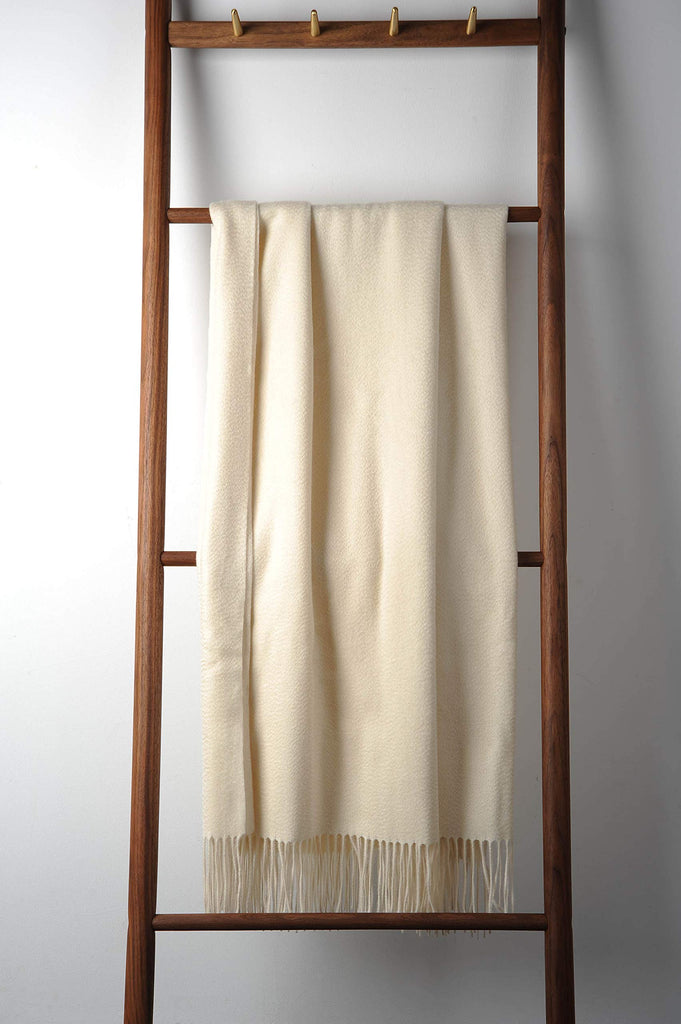 100% Pure Cashmere Throw Blanket for Sofa, Whisper White