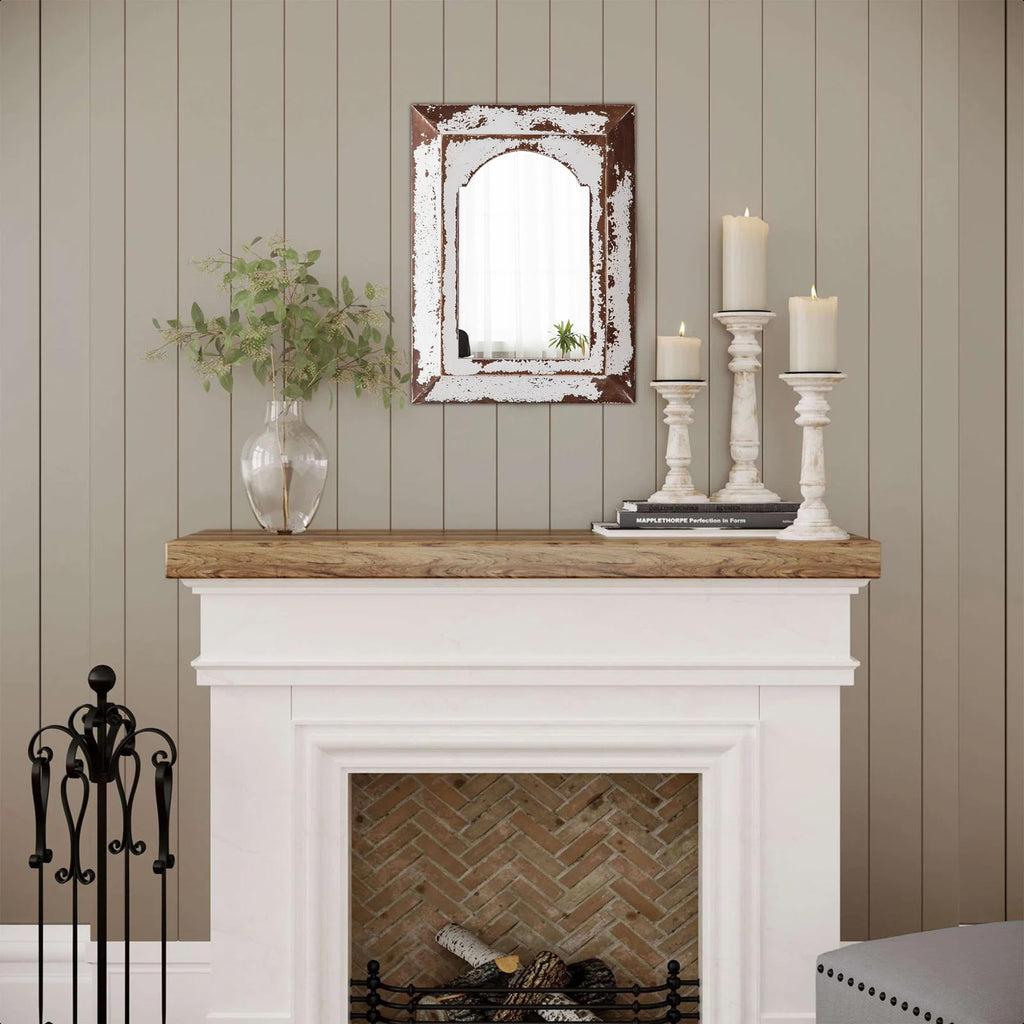 Farmhouse Small Arched Mirrors 16 X 12 Inch, Distressed White