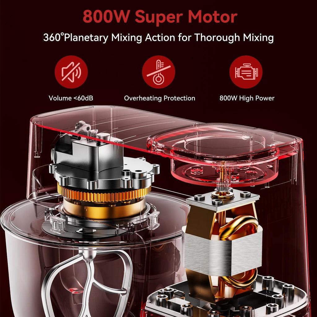 7.4 QT Stand Mixer 800W, 12-Speed Tilt-Head Kitchen Mixer