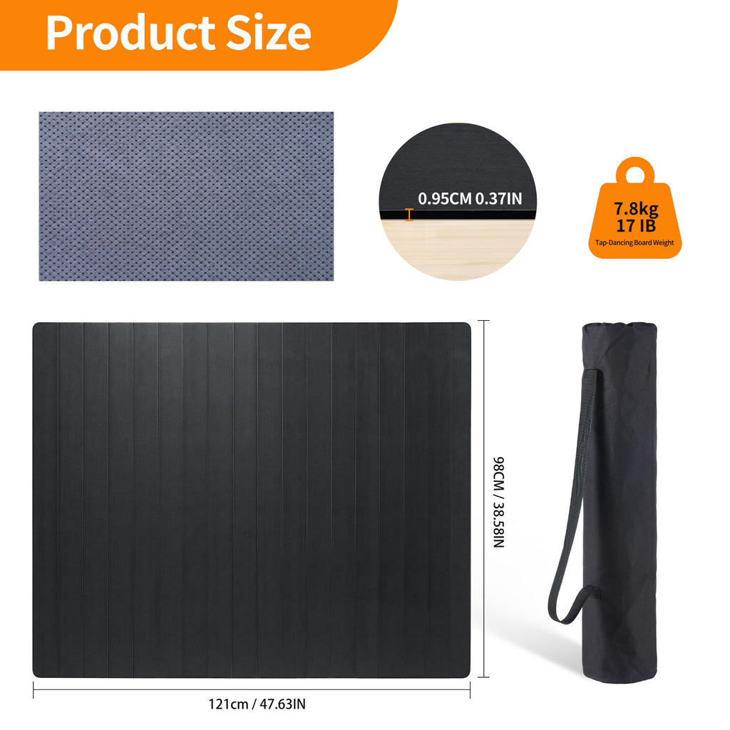 Foldable Tap Dance Floor, Portable Tap Board, 47.8"x38.5"-Black