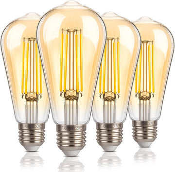 Amber ST19 Dusk to Dawn LED Outdoor Light Bulb, 700LM Sunlight Sensor Light Bulbs, 7W (60W Equivalent), 2200K Warm