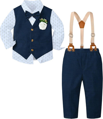 Cotton Boys Formal Suit Toddler Boy Dress Clothes Wedding Outfits