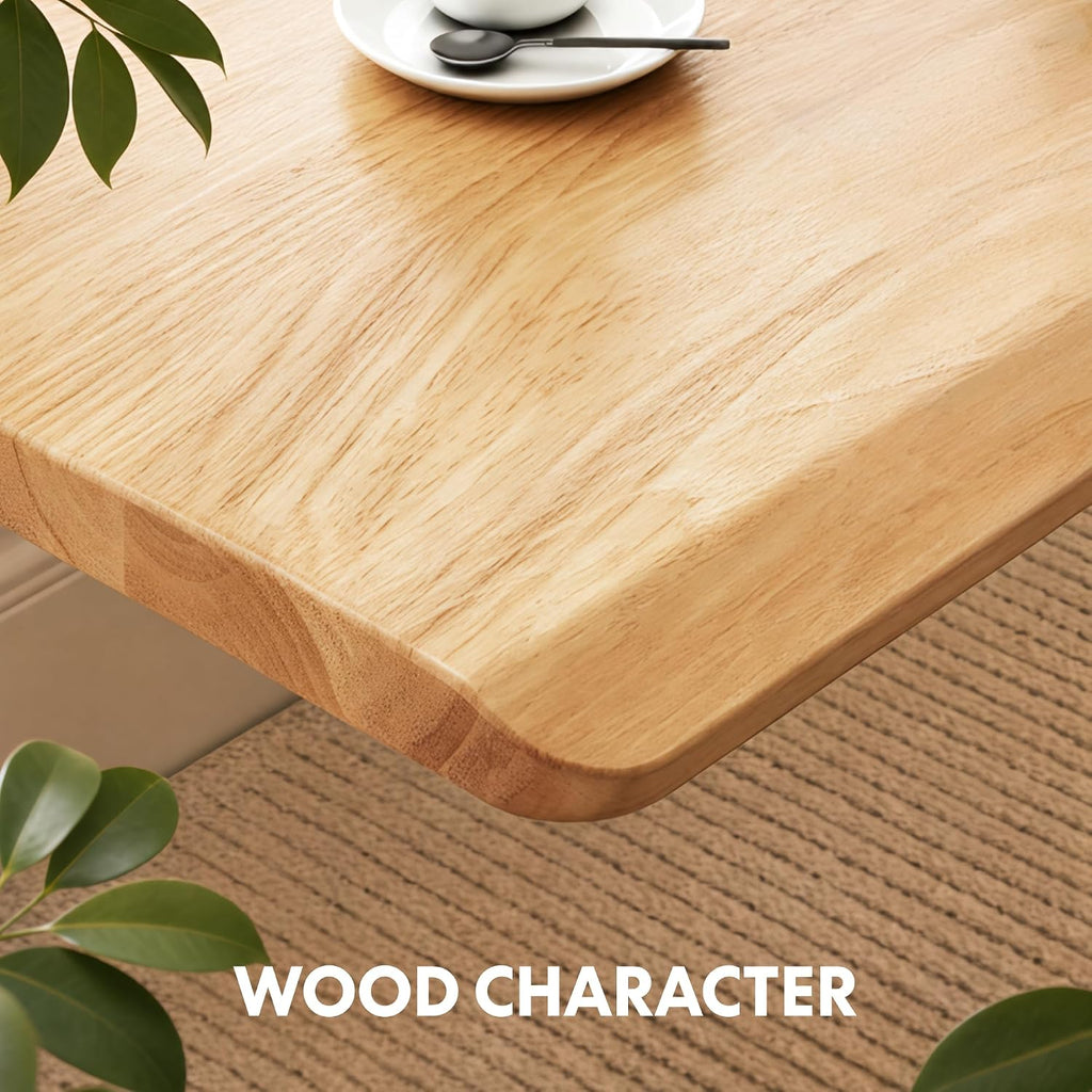 WoodiX Solid Wood Executive Standing Desk | 63 x 30 Inch Japandi-Inspired Sit-Stand Desk, Sculptural Fluted Legs