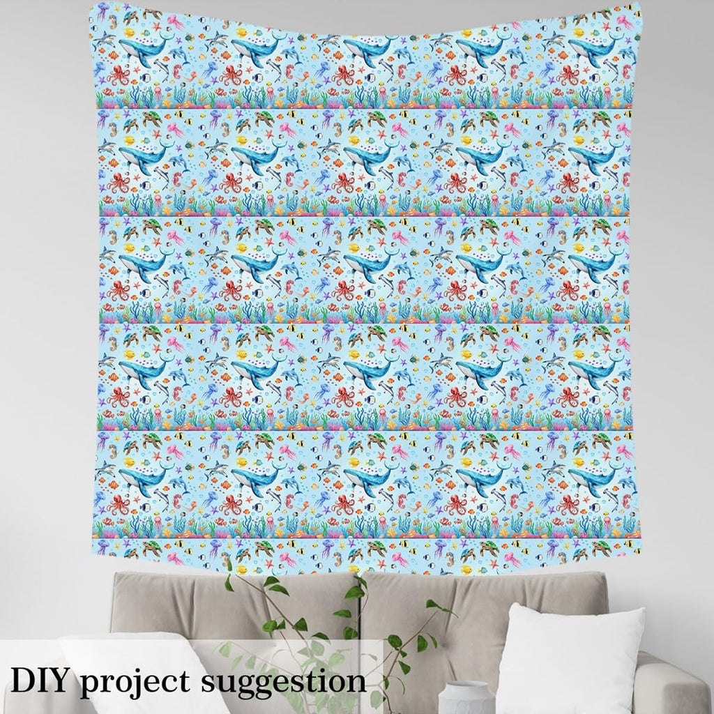Sea Animals Fabric by The Yard 2 Yard Ocean Creature Themed