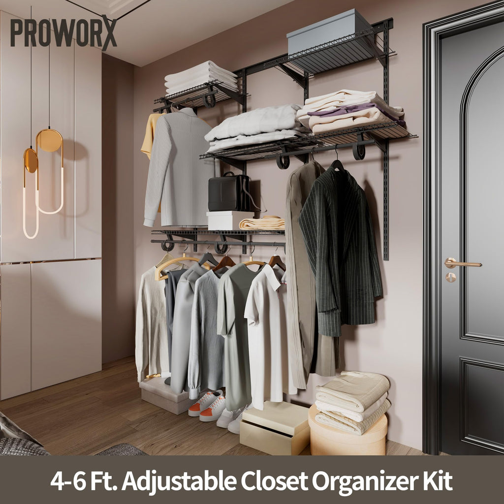 4-6 Ft. Charcoal Gray Custom Wire Closet Organizer System Kit