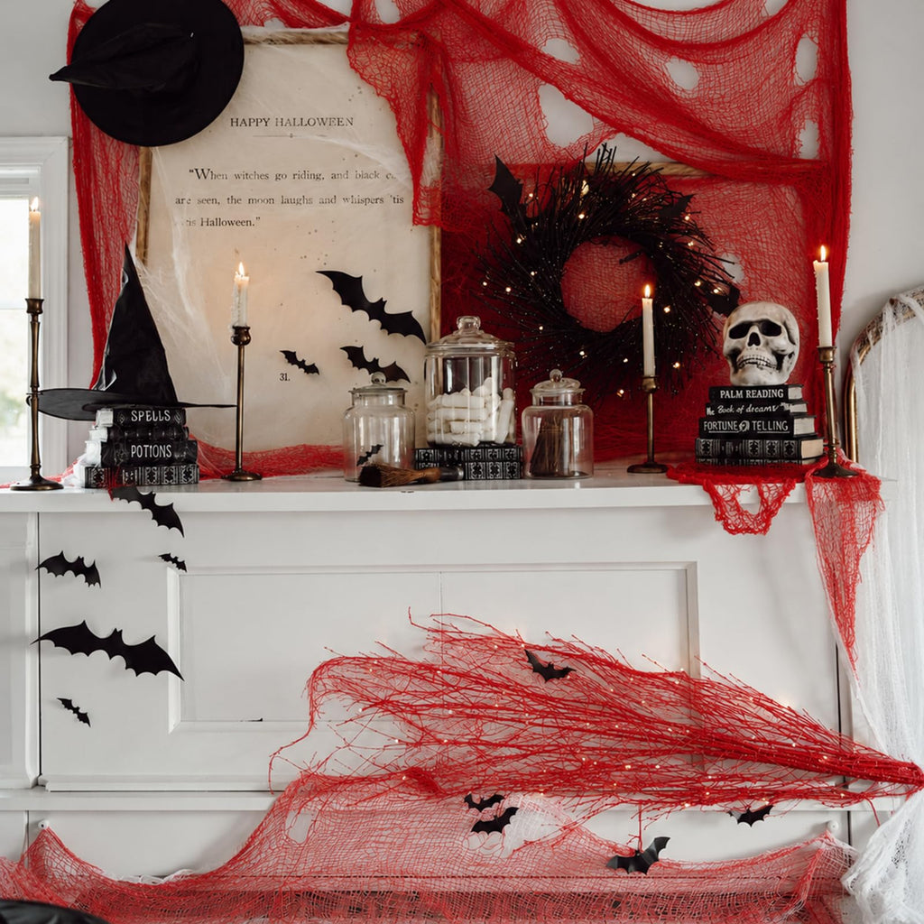 Halloween Creepy Cloth Red 79 X 315 in, Spooky Scary Gauze Decor