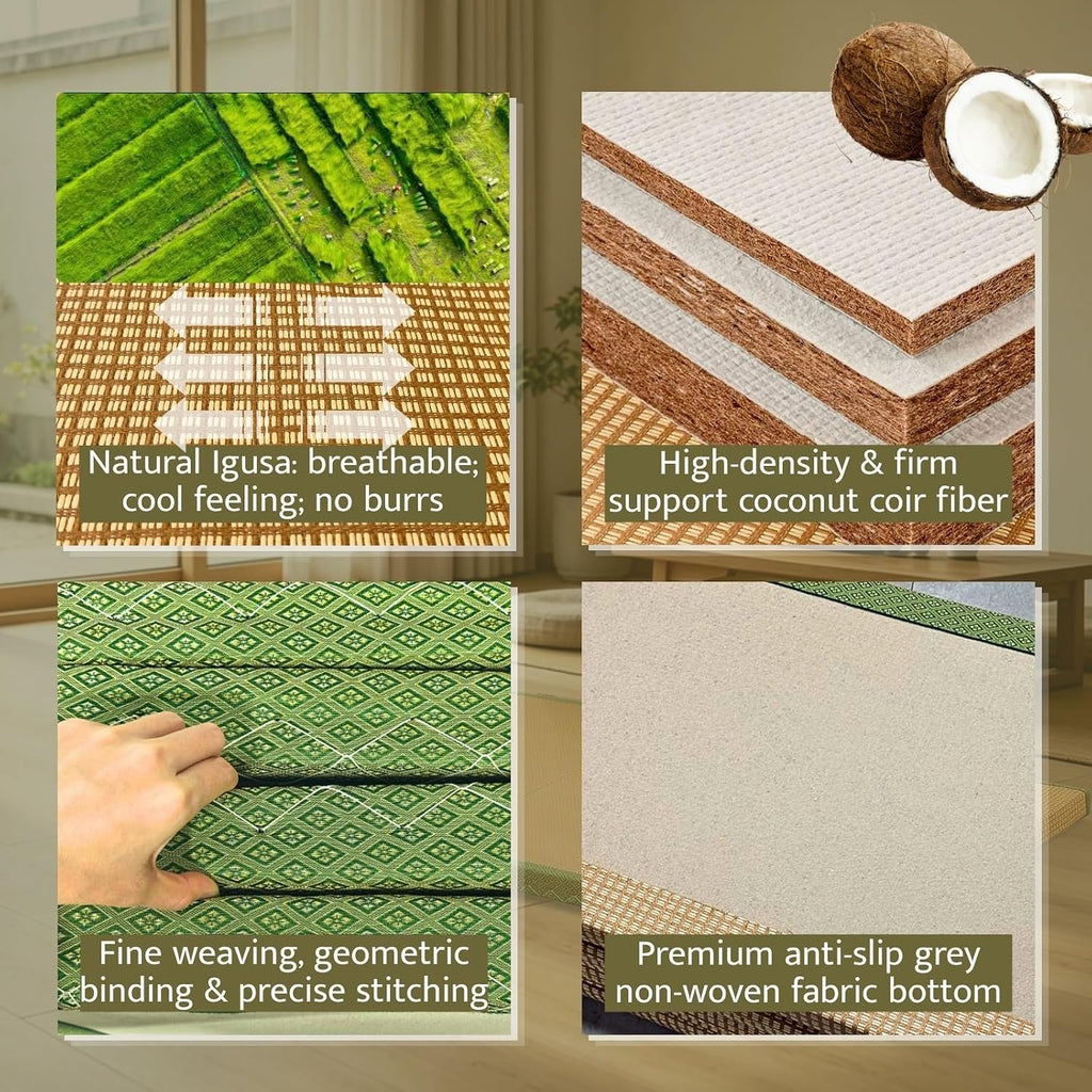Foldable Japanese Tatami Mat: Natural Rush Grass Floor Mattress