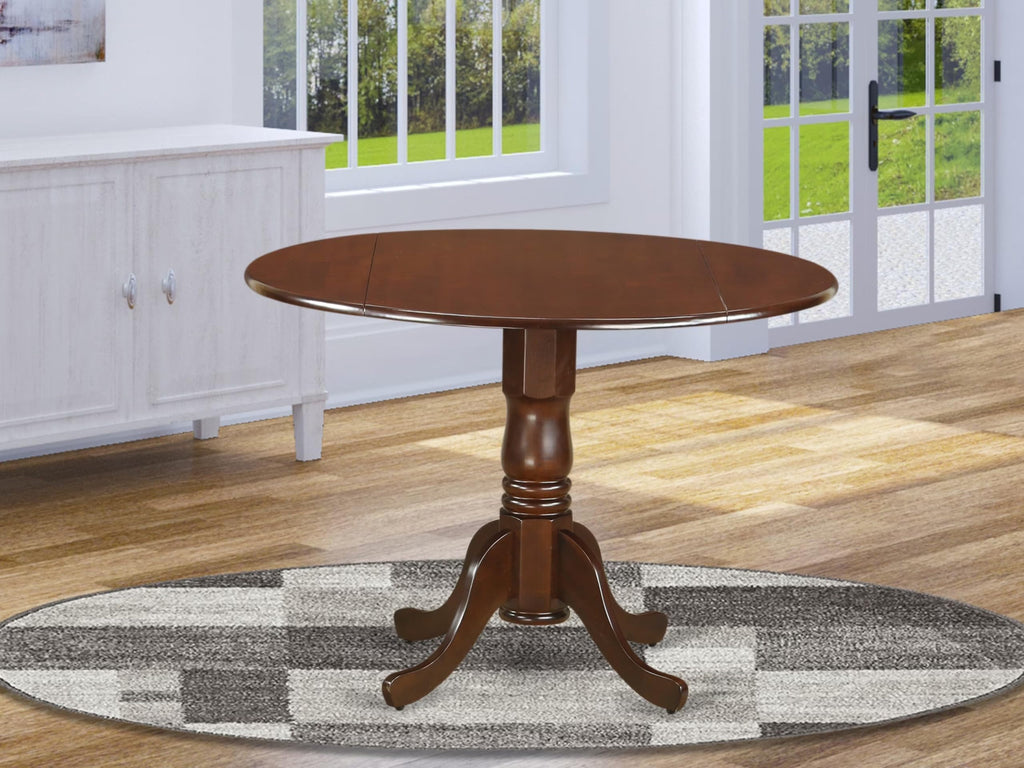West Furniture DLT-MAH-TP Dubl Table - a Round Solid Wood Table Top with Dropleaf & Pedestal Base, 42x42 Inch