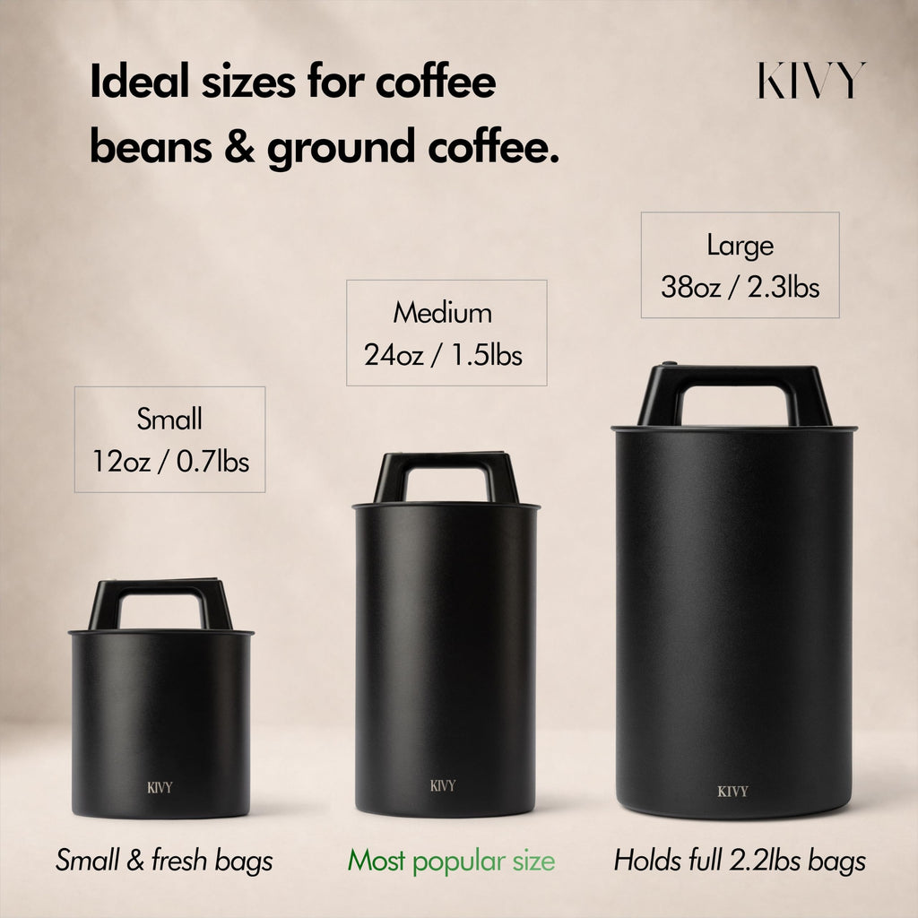 Vacuum Coffee Canister - Push Lid Preserves Coffee Aroma & Oil