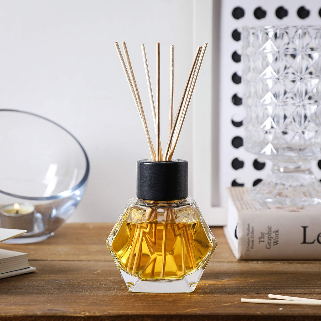 3PC Clear Glass Reed Oil Diffuser Bottles, 7oz, with Black Caps (Diffuser Oil is not Included)