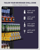 Beverage Refrigerator Cooler, 126 Can Mini Fridge with Glass Door for Wine, Soda