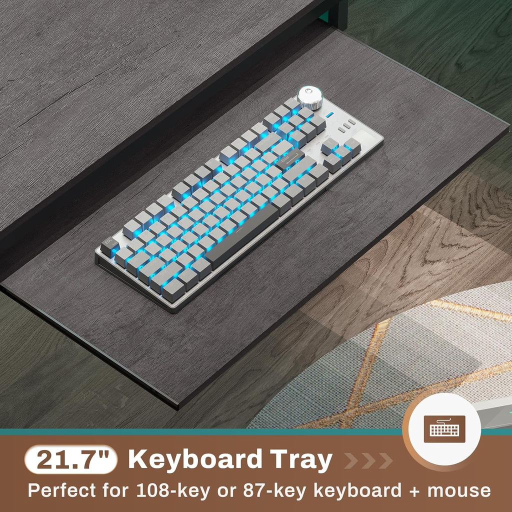 L Shaped Gaming Desk, Convertible 96" Home Office Desk or Corner Desk, L Shaped Table with Power Outlets & LED Strip