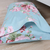 Blue Comforter Set Queen 3Pcs Vintage Floral Summer Quilt 100% Cotton Fabric with Soft Microfiber Inner Fill Bedding