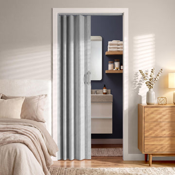 Studio Series 36" x 80" PVC Foldable Accordion Door, Grey