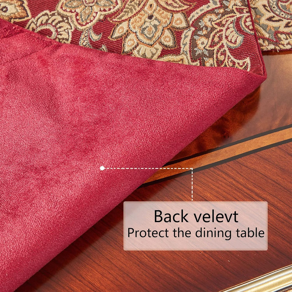 Luxury Vintage Table Runners 72 inches Long Embroidery Jacquard Fabric with Multi-Tassels Table Runners Dresser