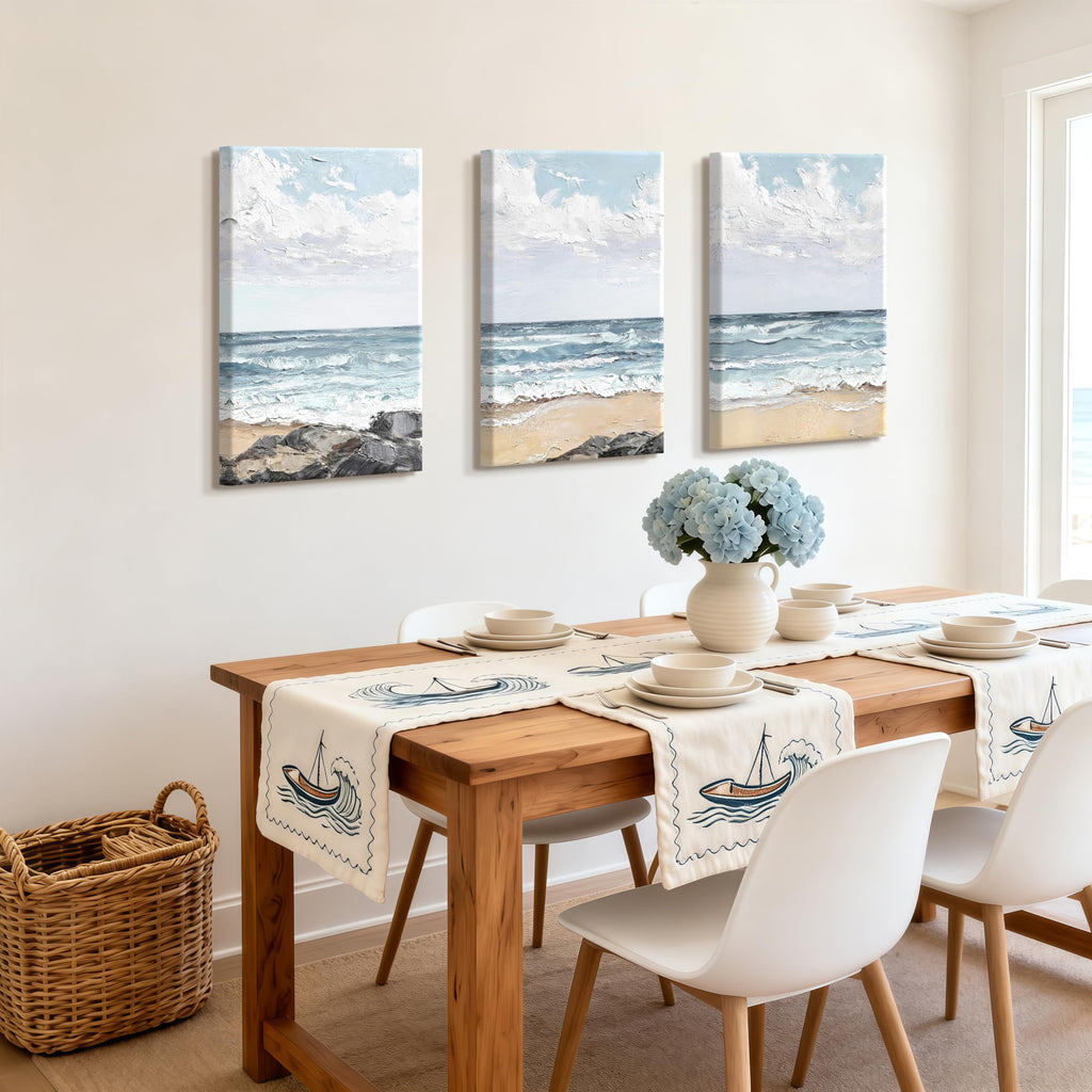 Abstract Seascape Beach Canvas Wall Art Prints 16"x24"x3