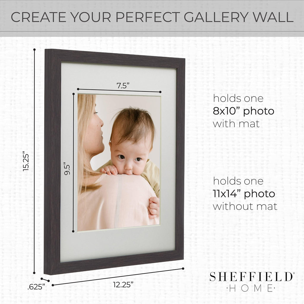 9 Piece Gallery Wall Frame Set, 11x14 Inch, Dark Oak