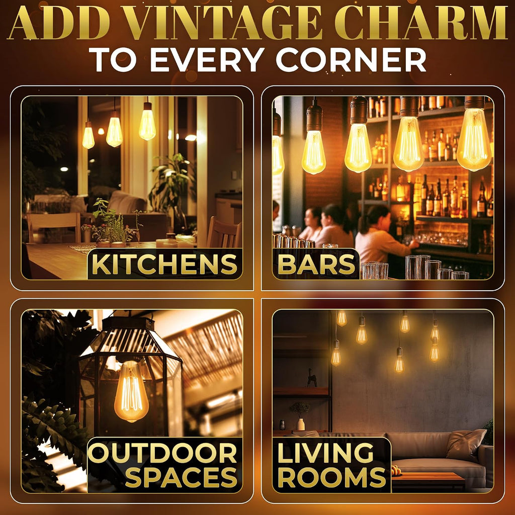Incandescent Light Bulbs 60 Watt, 210 Lumens, 4 Pack ST64 Edison Bulbs