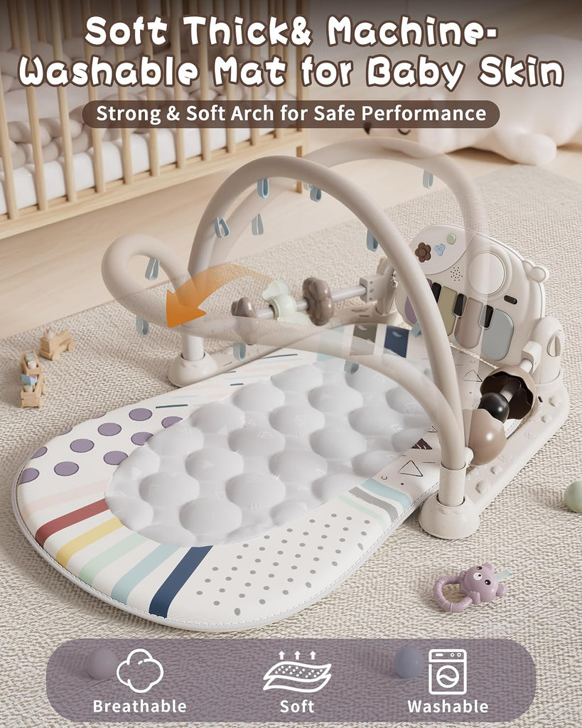 Baby Gym Mat with Detachable Piano for Babies 0-3 6-9 12 Months