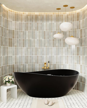 63" Free Standing Tub, Matte Black Stone Resin Freestanding Bathtub Solid Surface Soaking Tub with Drain, Drain Hose