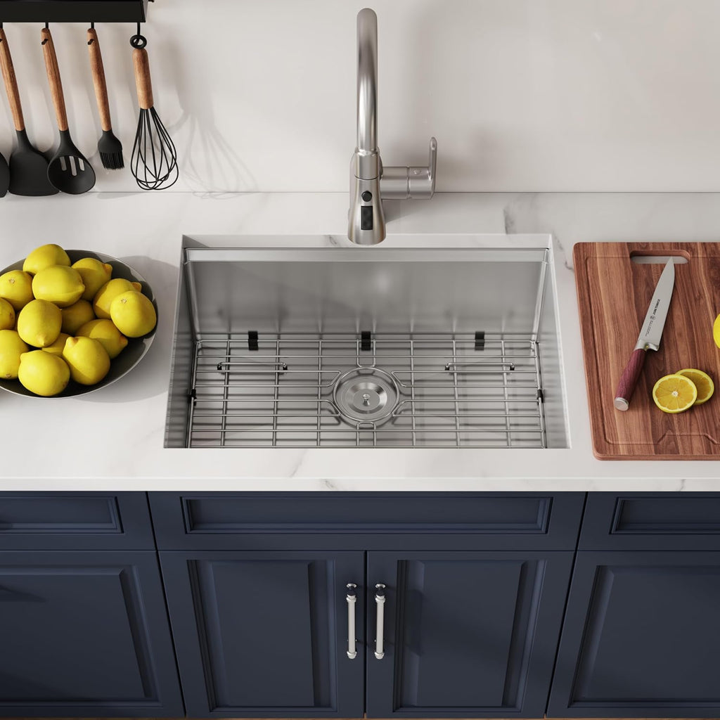 23 Inch Undermount Single Bowl Workstation Handmade Kitchen Sink | 304 Stainless Steel, 16 Gauge Thickness, X Line