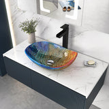 Vessel Sink, 21.6" Bathroom Sink Multicolor Irregular Teardrop Glass Bowl Sinks for Countertop Washbasin