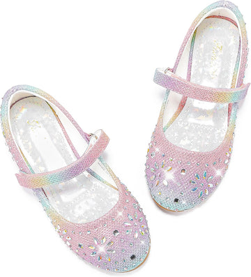 Girls Dress Shoes Princess Flats Glitter Flower Girl Toddler Kids