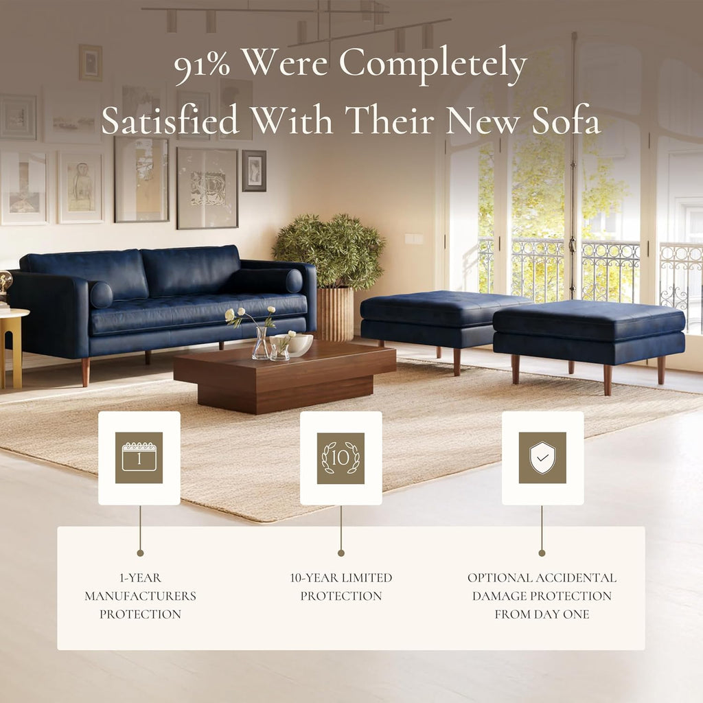 Napa Ottoman in Full-Grain Semi-Aniline Italian Tanned Leather in Midnight Blue