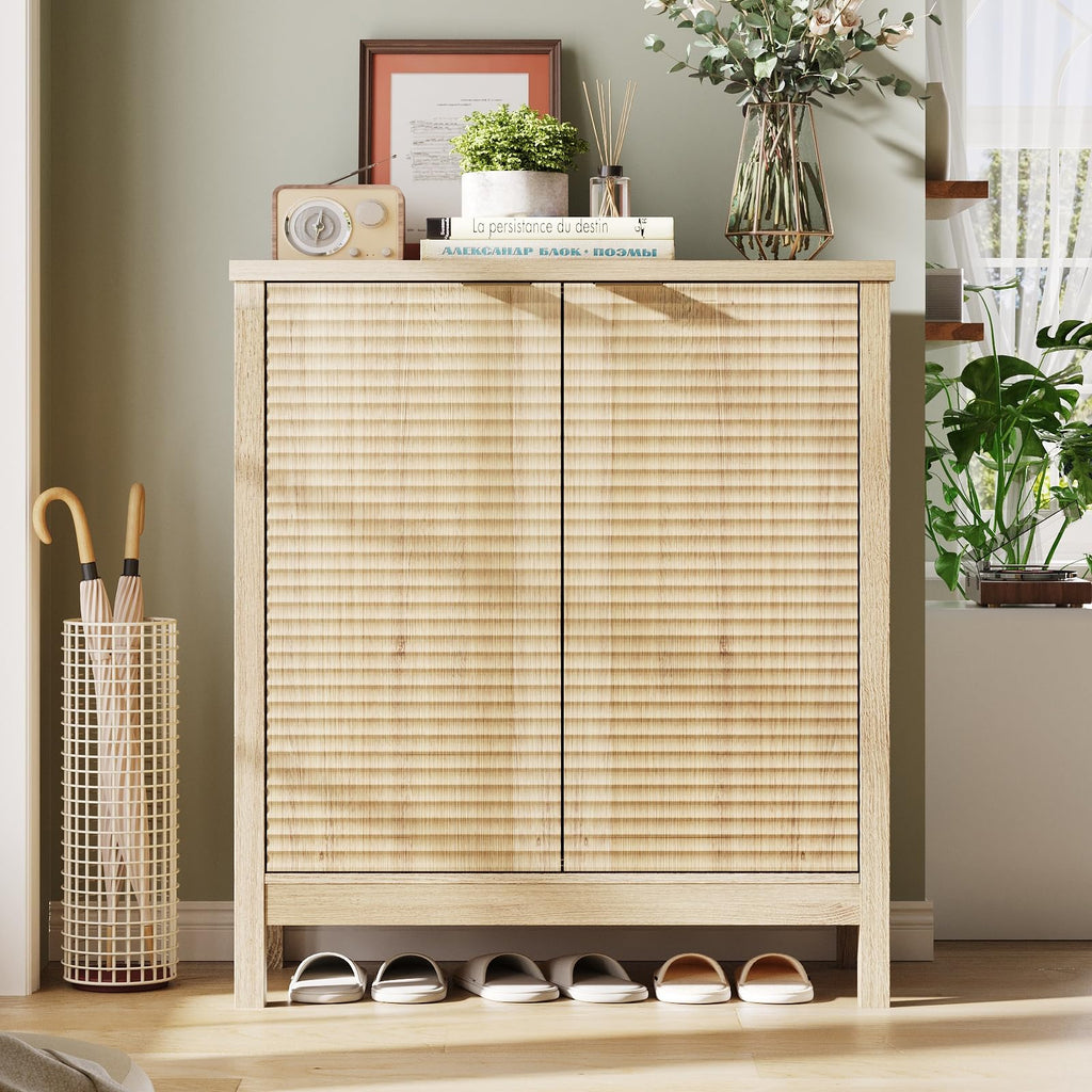 5-Tier Shoe Cabinet with Fluted Doors & Adjustable Shelves Shoe Storage, Hidden Shoe Storage Cabinet, Modern