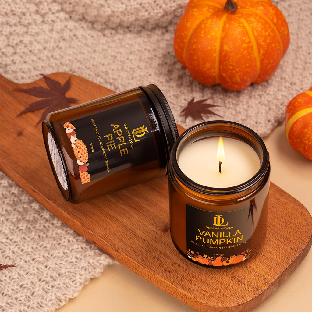 Fall Candles Set Scented, 4 Pack 28oz, Soy Wax