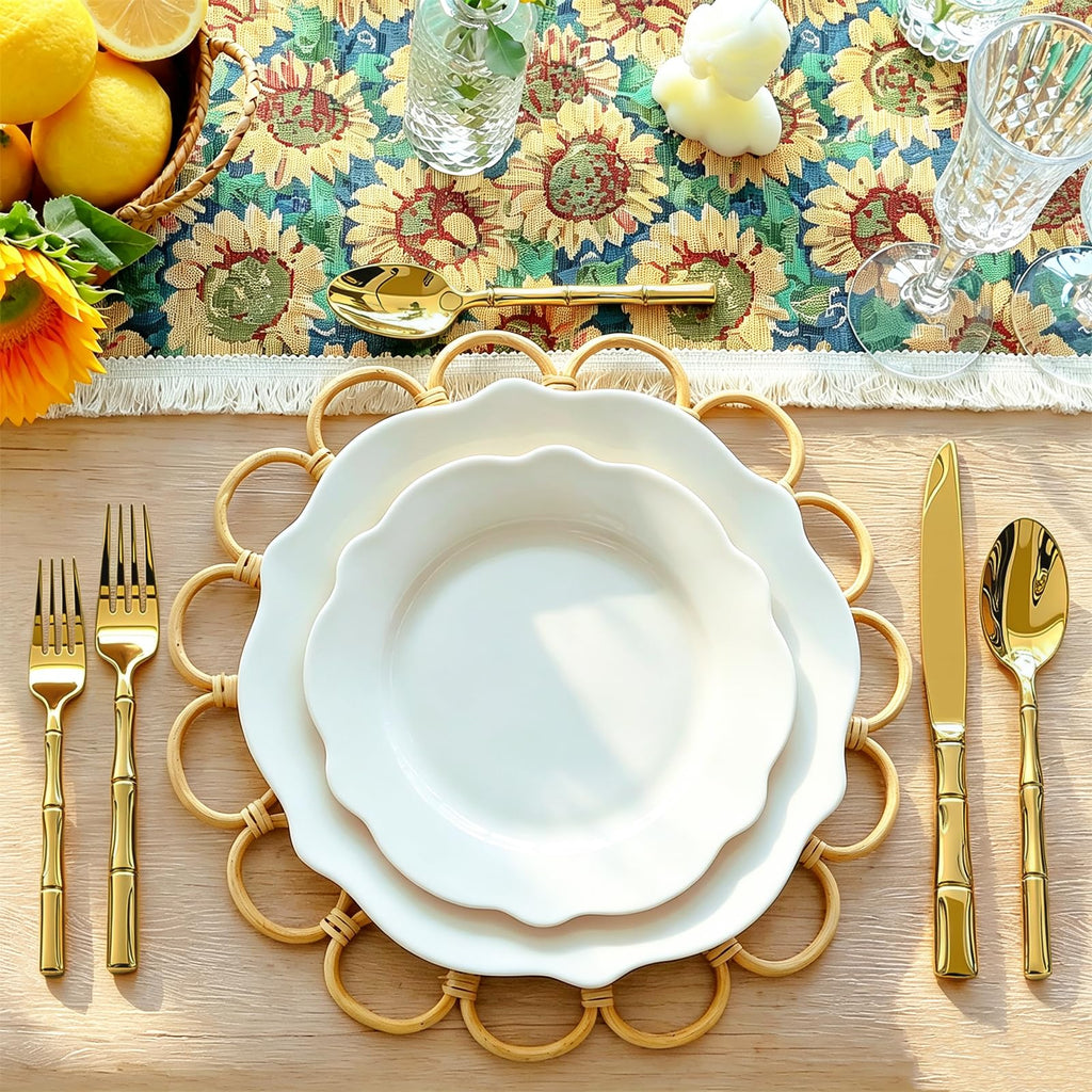 Gold Silverware Set Bamboo Pattern 20-Piece Service for 4