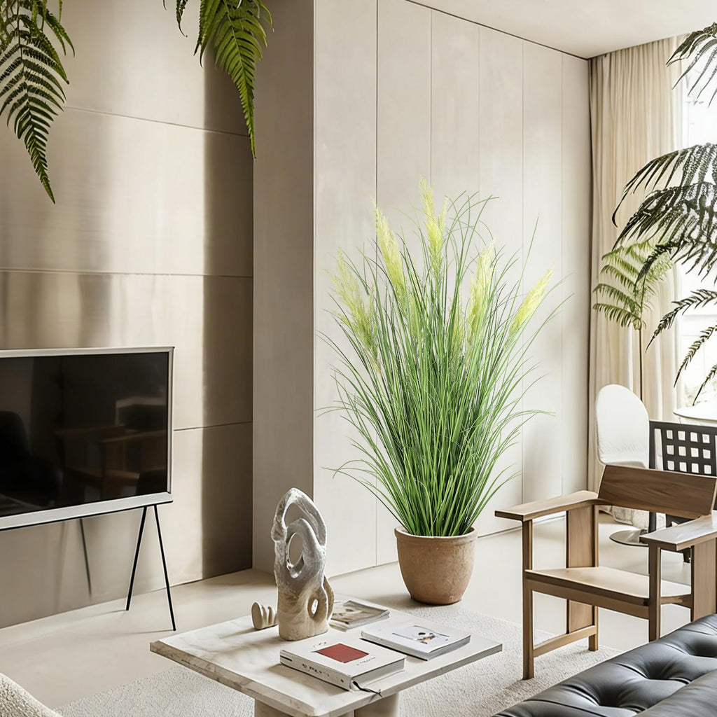 5ft/59in Artificial Plants Outdoor Indoor, Fake Onion Grass In Pot