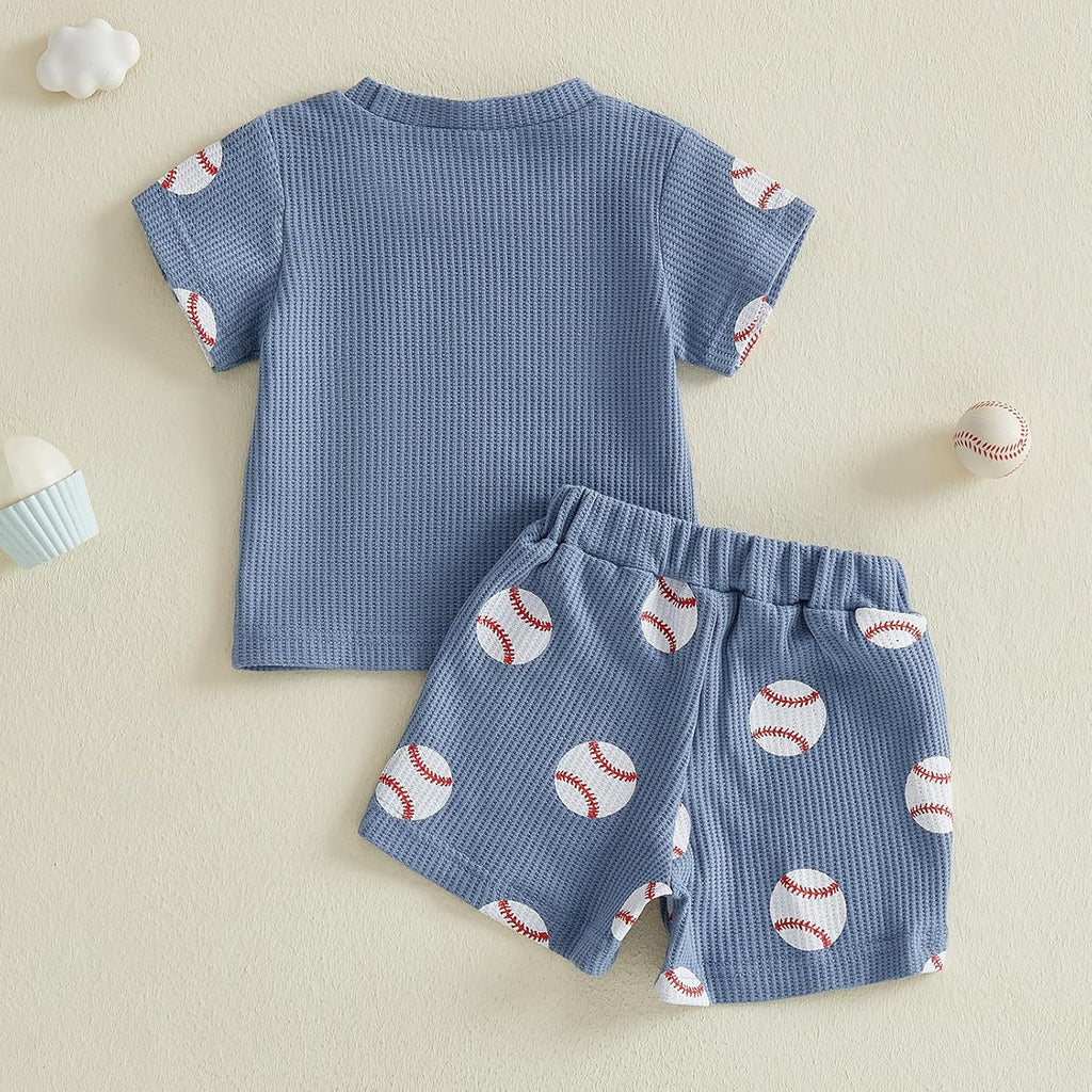 Toddler Baby Boy Football Summer Outfits Game Day T-shirt Shorts