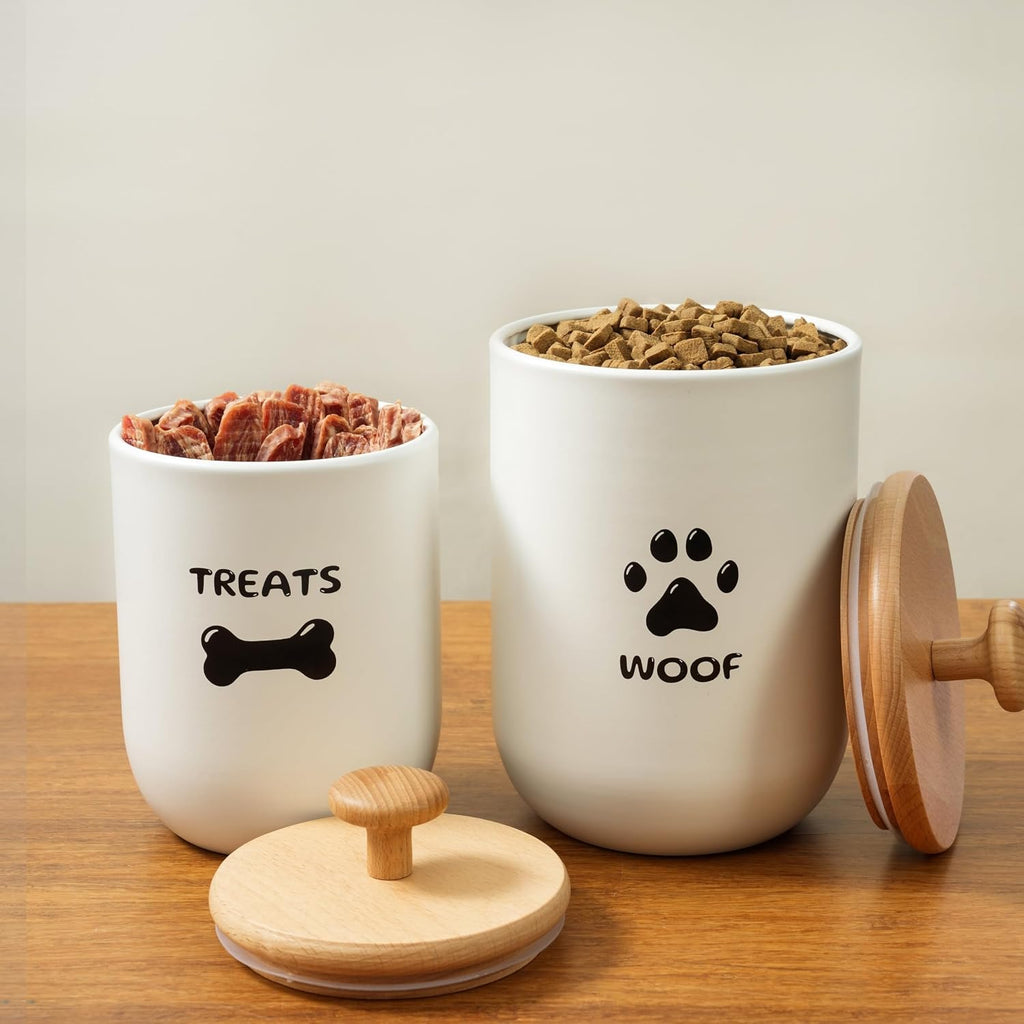 Dog Treat Container Set of 2, Dog treat jar with Airtight Lid, Small dog food container, Dog Cookie Jar Counter