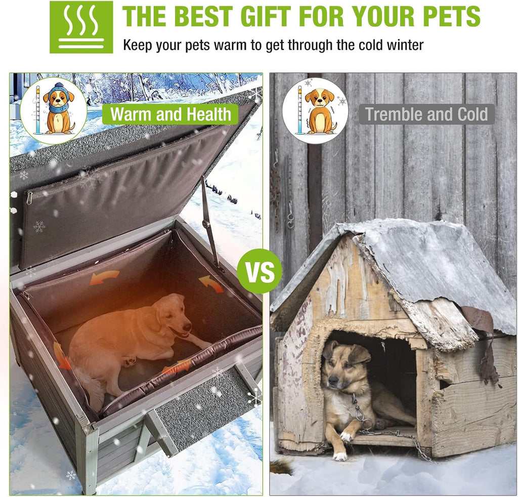 Dog House Insulated for Small Dogs Outdoor Cat House Feral Cat Shelter with Thermal Liner