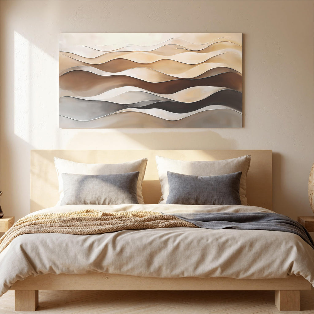 Brown White Abstract Canvas Wall Art Decor Prints 20"×40"