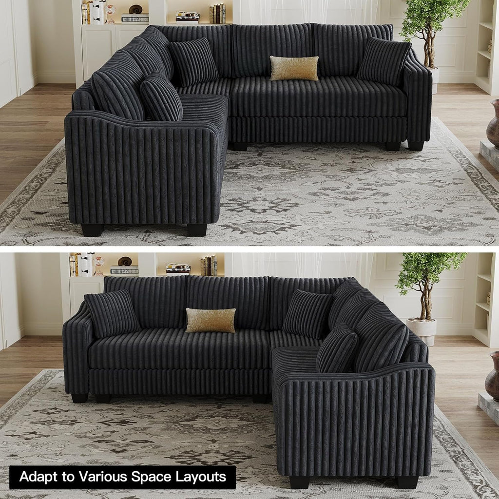 Belffin Convertible Sectional Couch with Chaise Corner Sectional Sofa L Shaped Couch Reversible Corner Upholstered