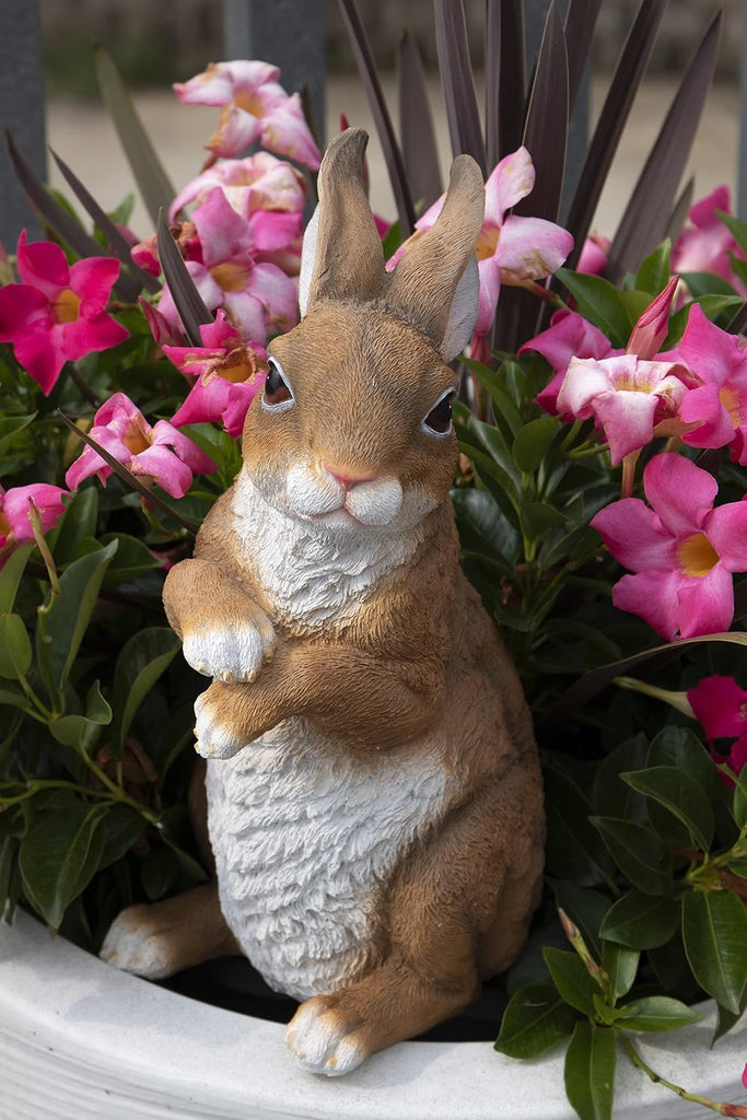 Rabbit Garden Statue Outdoor Décor, Resin Figurine Decoration for Lawn, Yard, Patio, Porch, and More