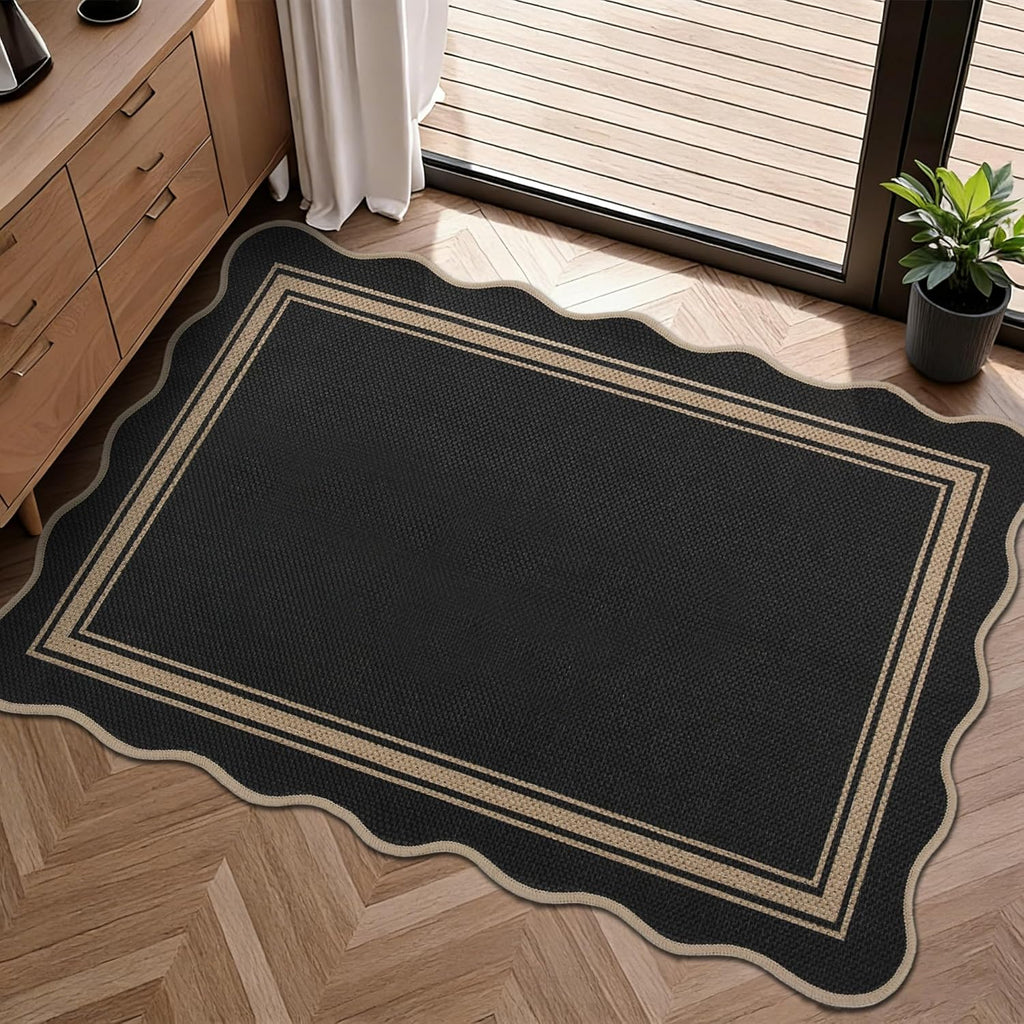 Easy Jute Kitchen Rug 2x3 Front Door Mat Washable Non Slip Entryway Rug Farmhouse Neutral Low Pile B