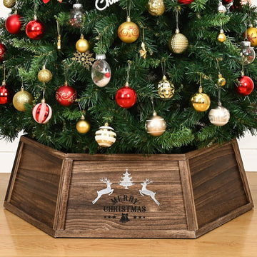 Wooden Christmas Tree Collar, 30" Natural Wood Christmas Tree Stand Cover, Farmhouse Xmas Tree Base Cover, Vintage