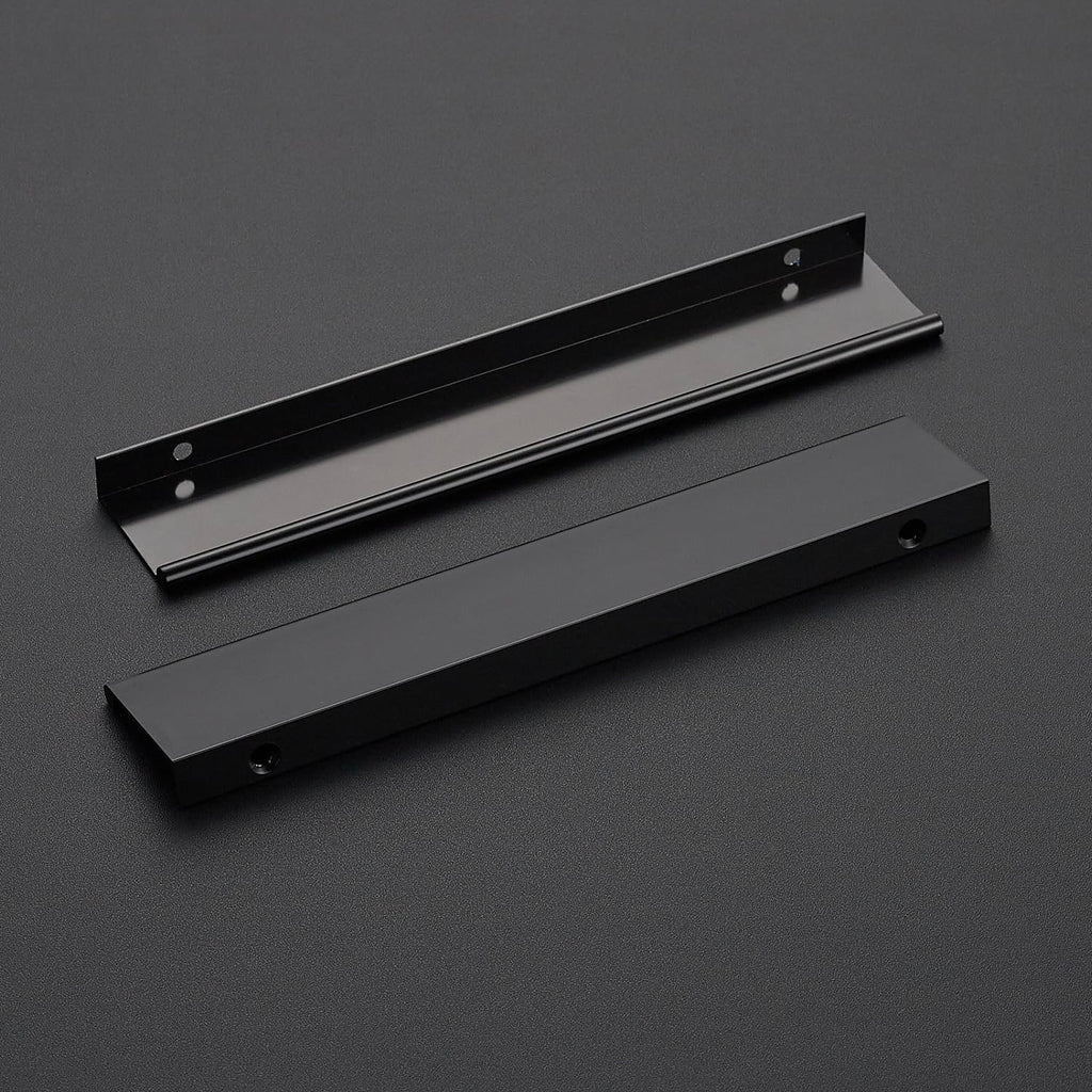 Matte Black Cabinet Pulls Finger Edge Pulls 6-1/4 Inch 6 Pack