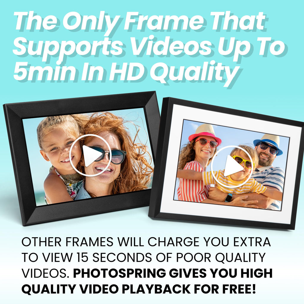 No Subscription, 10in WiFi Digital Picture Frame, Email App Web, USA Company, 32gb Touch Screen, Play Videos up to