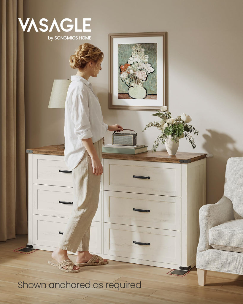 Modern 6-Drawer Dresser, Clothes Storage Cabinet