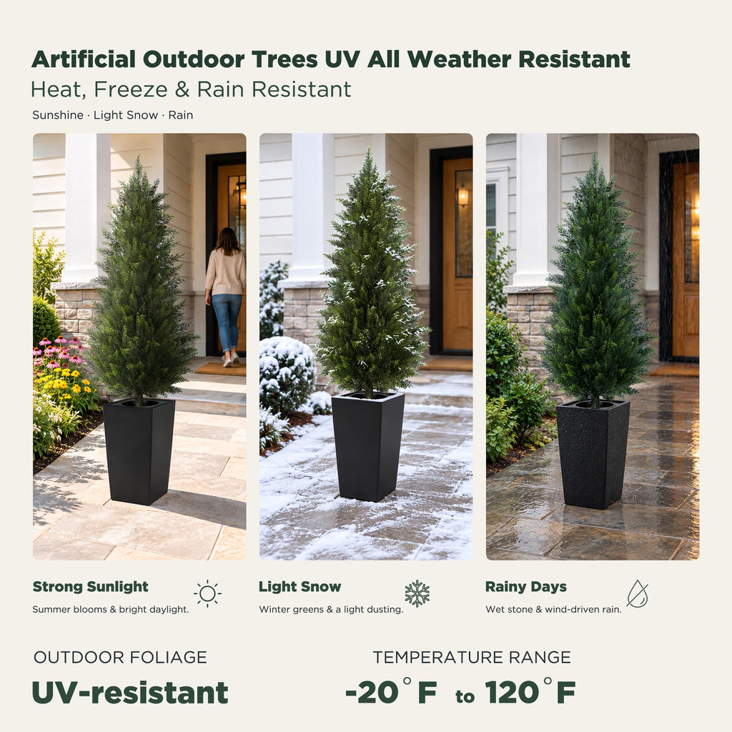 Cedar Trees for Outdoors, 6ft 1-Pack Black Square Planter