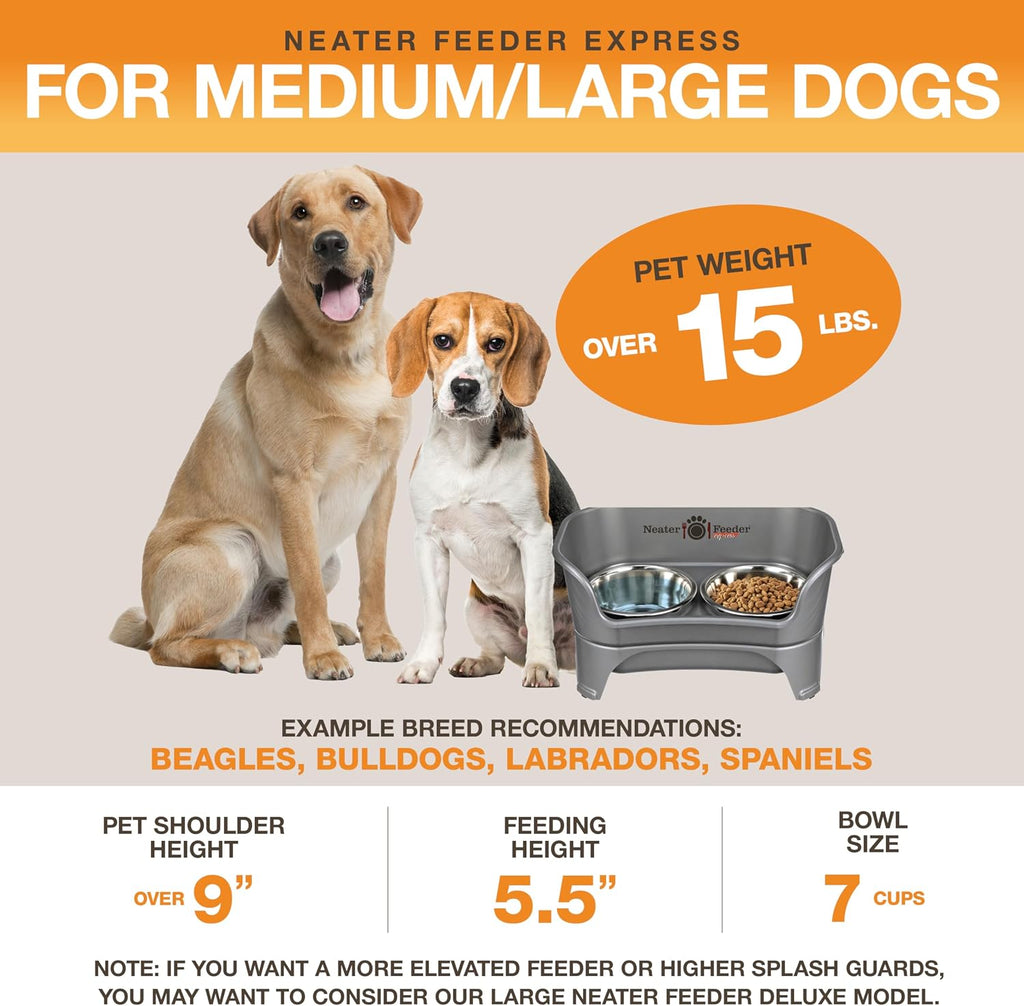 Feeder Express Mess Proof Dog Bowls Elevated for Medium to Large Sized Breed, No Spill Raised Dog Food Bowl Stand