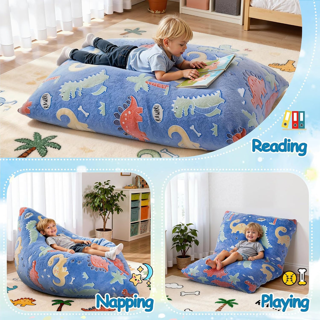 Kids Bean Bag Chair Bed, 3 in 1 Memory Foam Filled Bean Bag Sofa with Removable Cover for Playroom Daycare Bedroom