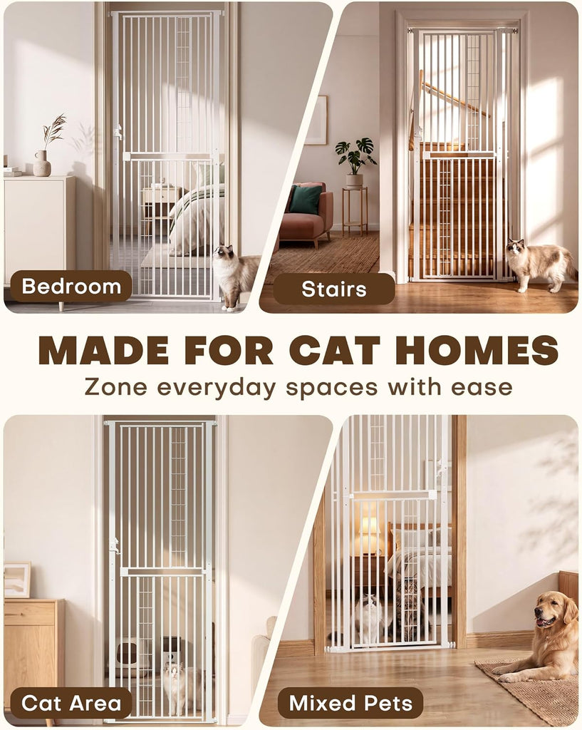 79" Extra Tall Cat Gate for Doorway, 29.5"-40.55" Wide Pet Gate