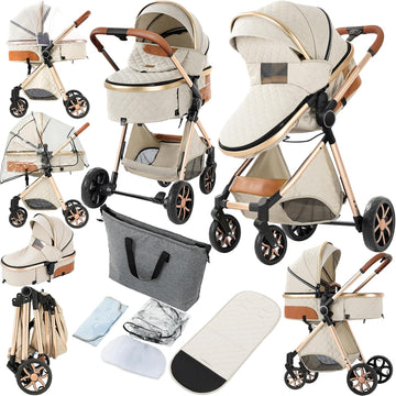 2 in 1 Baby Stroller, Convertible Pram, Reversible Standard Stroller, Portable Baby Buggy, Infant Carriage, Foldable