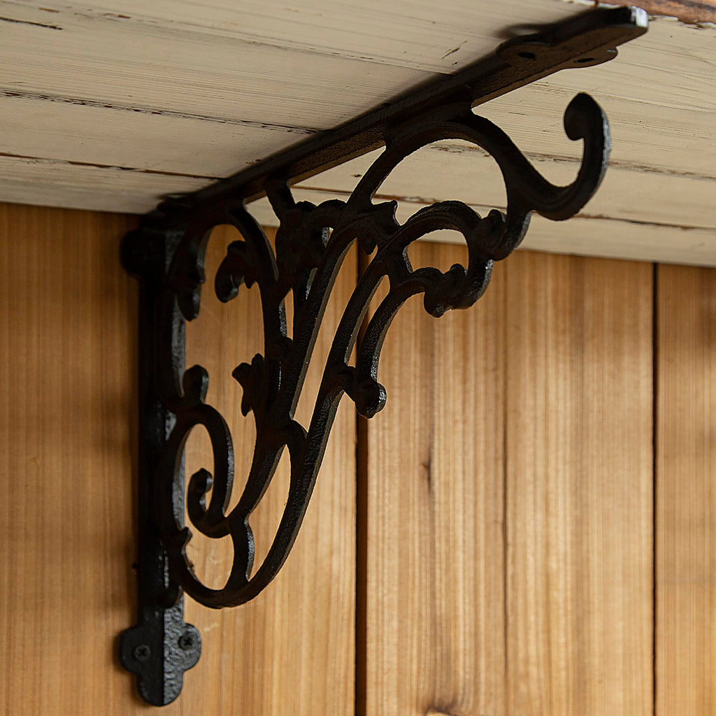14''x8.5'' Decorative Shelf Brackets,2 Pack Cast Iron Shelf Supply,14 Inch Large Antique Black Corbesl,Screws Anchors